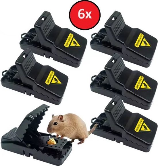 Muizenval - Set van 6 Stuks - Sterke Muizenvallen voor Binnen en Buiten - Herbruikbare Muizenklem - Veilig Alternatief voor Muizengif