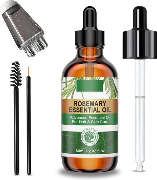 PureOil® - Rosemary Oil + Applicator- 60ml - Rozemarijn Olie - Incl Ebook, haarkammen - Hair Growth - Haargroei - Haargroei Serum - Minoxidil 5% alternatief - Wonderolie - Haaruitval - Baardgroei - Wimpers - Wenkbrauw - Serum