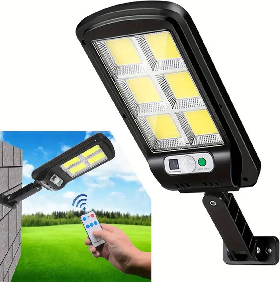 Vyzio - Buitenlamp met Bewegingssensor - Buitenlamp met Sensor - Wandlamp - LED Buitenlamp - Buitenlamp Zonne Energie - IP65 - Zwart (19 x 9.5 cm) - SENSLED