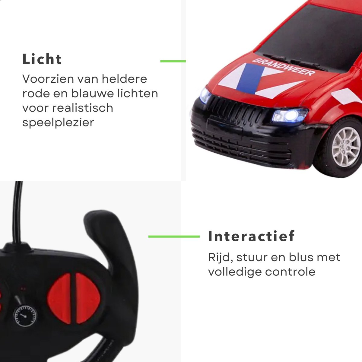 Cheqo® RC Brandweerauto Met Licht - Brandweer Auto Speelgoed - Brandweer Speelgoed met Licht en Geluid - Speelgoedauto met Afstandsbediening- Interactief Kinderspeelgoed — afbeelding 4