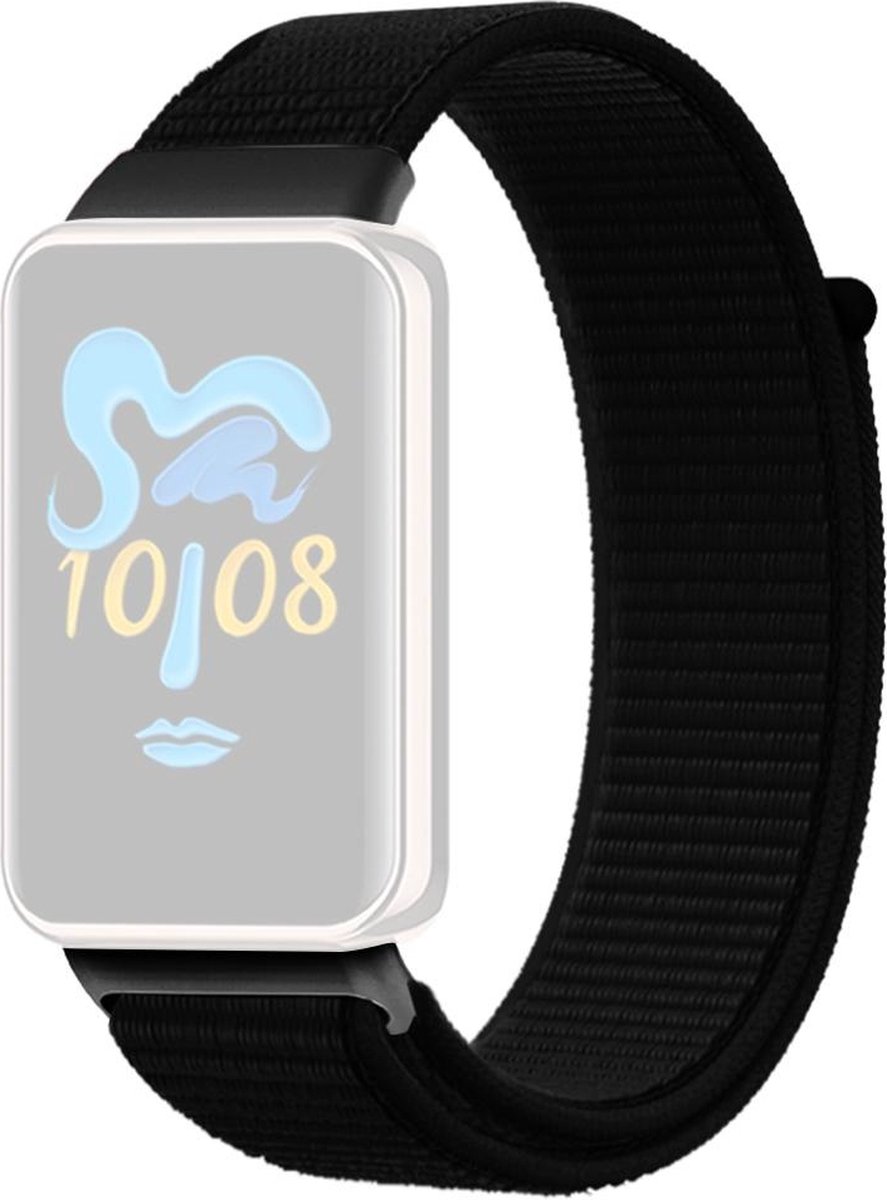 Strap-it Nylon bandje met klittenbandsluiting - geschikt voor de Honor Band 9 (zwart)
