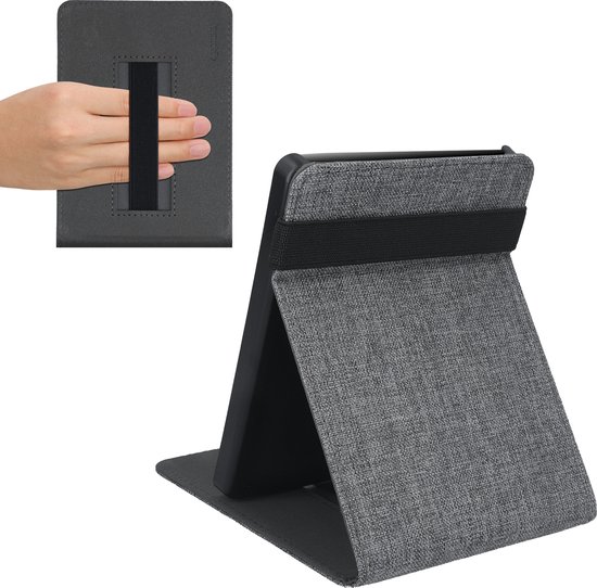 kwmobile Hoesje geschikt voor Kobo Glo HD / Touch 2.0 - Met polsriem en standaard - e-Reader beschermhoes in grijs van Merkloos — afbeelding 2
