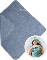 Funnies Badcape Grey Blue 100x100 cm - 100% Katoenen Badstof - Zachte en Absorberende Baby Badcape - Handdoek met Capuchon - Grote Omslagdoek - Dikke Badstof - Voor na het Badderen - Makkelijk Wasbaar en Geschikt voor Gevoelige Huid