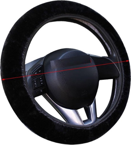 Housse de volant de voiture d'hiver en peluche douce et douce universelle de Premium supérieure, diamètre extérieur: environ 25-35 cm (noir)