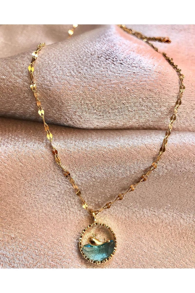 Stainless Steel Ketting - Goudkleurig - Met Dolfijn - Roestvrij en Duurzaam - Moederdag Cadeau - Ketting voor Mama - 50 cm