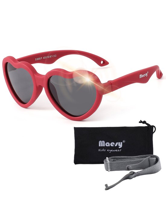 Maesy Baby Zonnebril Maes - 0 t/m 2 Jaar - Elastiek - Flexibel - UV400 Bescherming - Rood