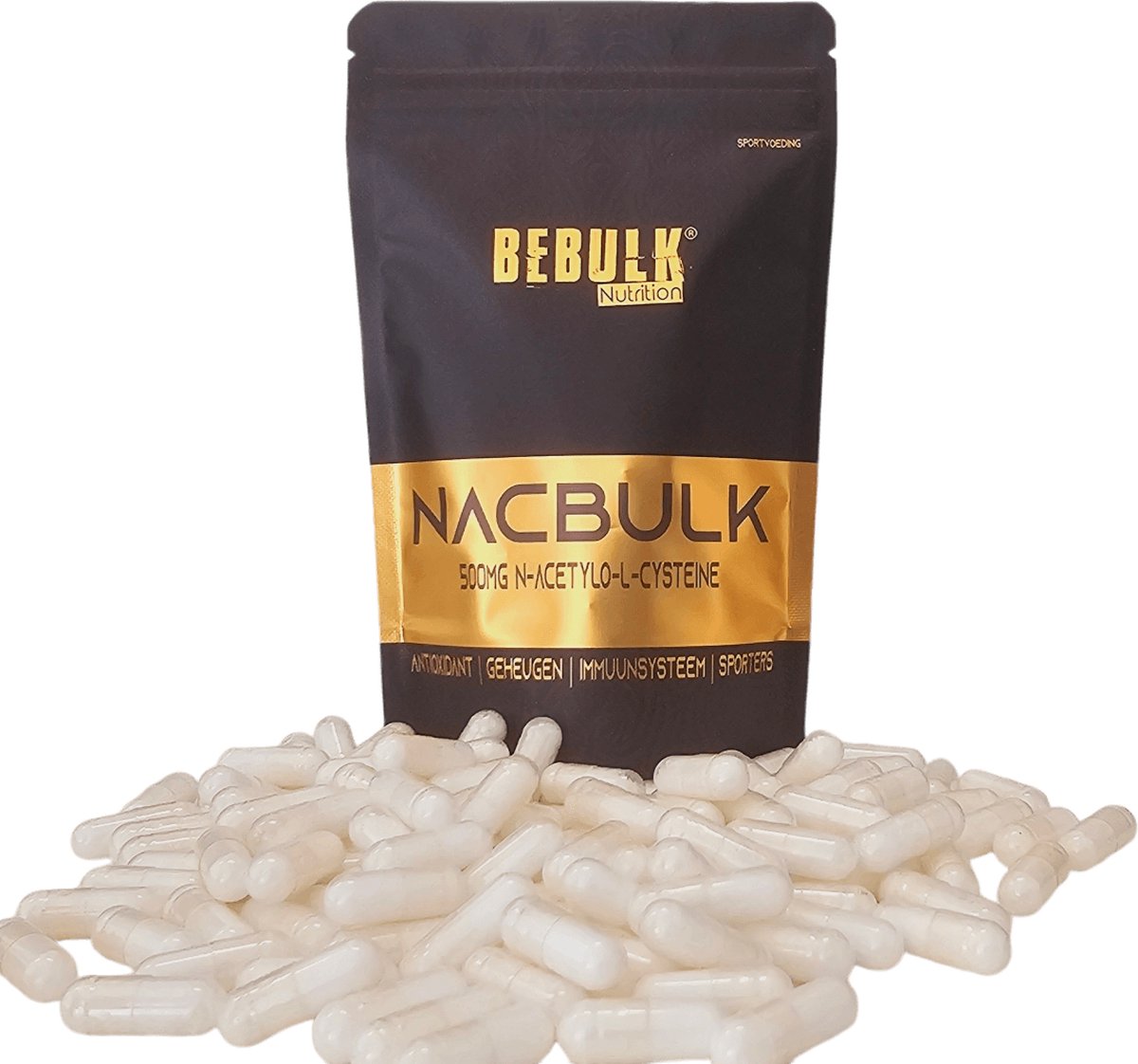 Goedkoopste NacBulk - NAC 500 mg N-Acetyl-Cysteine - Vegan - BeBulk Nutrition - 180 Capsules - - Hoge kwaliteit - Gemaakt in Nederland