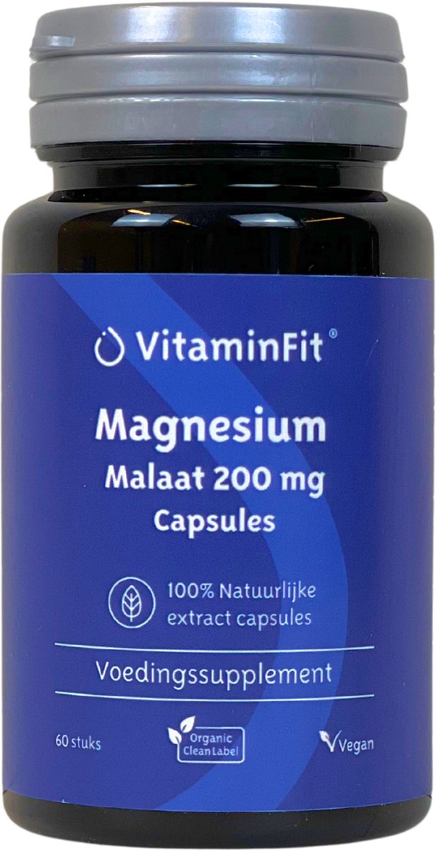 Goedkoopste VitaminFit Magnesium Malaat 200 mg - 100 Natuurlijk & Plantaardig - 60 Capsules - Malaat vorm