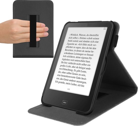 Housse kwmobile pour Tolino Vision 1 / 2 / 3 / 4 HD - Housse en gris clair avec poignée - Design Feutre