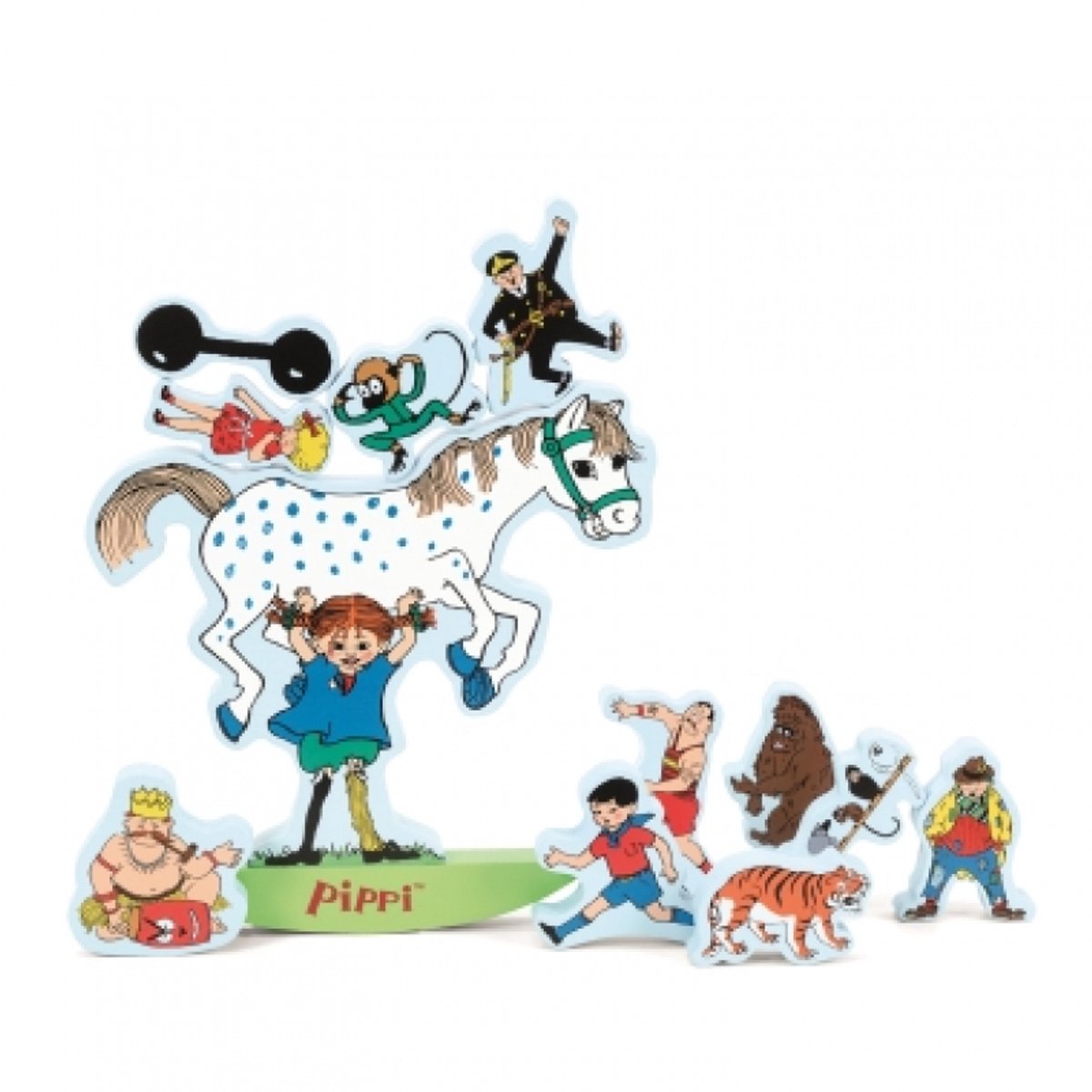 Kinderboeken Pippi Langkous houten balansspel speelgoed voor kinderen.
