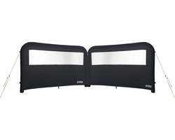 Abbey Camp Opblaasbaar Windscherm 2 x - Met Pomp - Grijs - 480 x 140 cm - Koppelbaar
