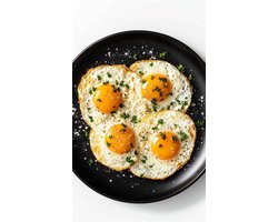 Eieren Poster - Spiegelei - Eten - Fotografie - Keuken - Ontbijt - Smaak - Gezond - Gerechten - posters - formaat 60x90cm - Wanddecoratie - 4740