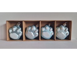 O'malley Kerstboomhanger, Kerstbal, Kerstornament, Kersthanger van dierenpootafdruk, hond en/of kat BLAUW Image
