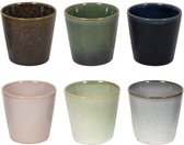 Studio Tavola Koffiekopjes- Wind - 200 ml - Set van 6 - Aardewerk - Diverse Kleuren - Magnetron- en Vaatwasserbestendig