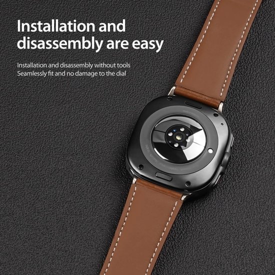 Dux Ducis YA - Bracelet pour Samsung Galaxy Watch Ultra - Cuir Véritable - Fermeture Magnétique - Marron