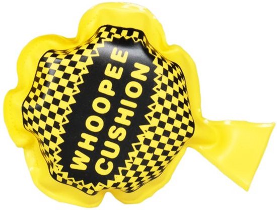 Scheetkussen/scheetzak 9 cm - geel - Fopartikelen - 1 April grappen - poep geluid maken - funny