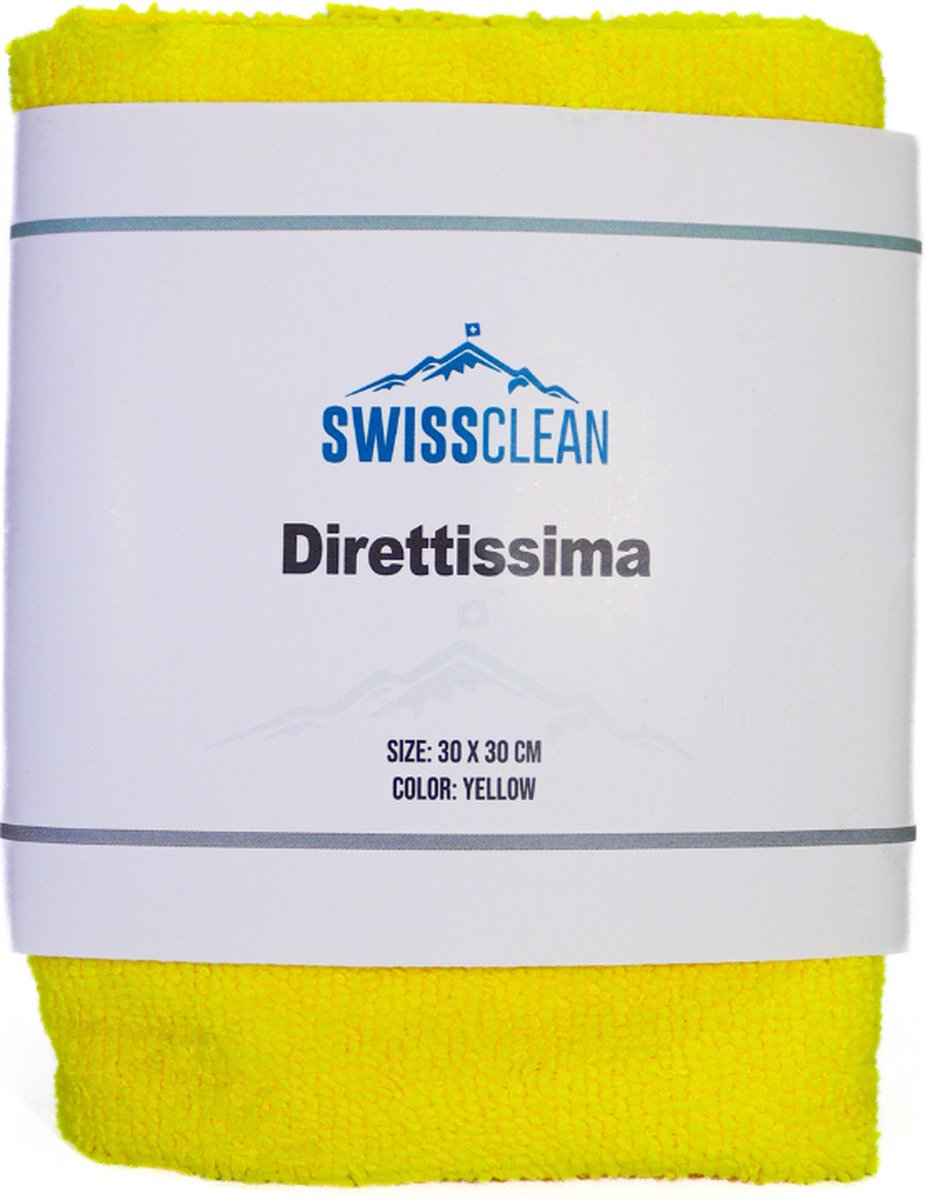 Swiss Clean | Direttissima | Universele microvezel doek | Hoge kwaliteit | 30x30 cm | Kleur: geel | Extra zacht | Doek | Exterior en Interieur clean | Auto wassen | Reinigen auto | Cleaning | Auto wassen | Car cleaning