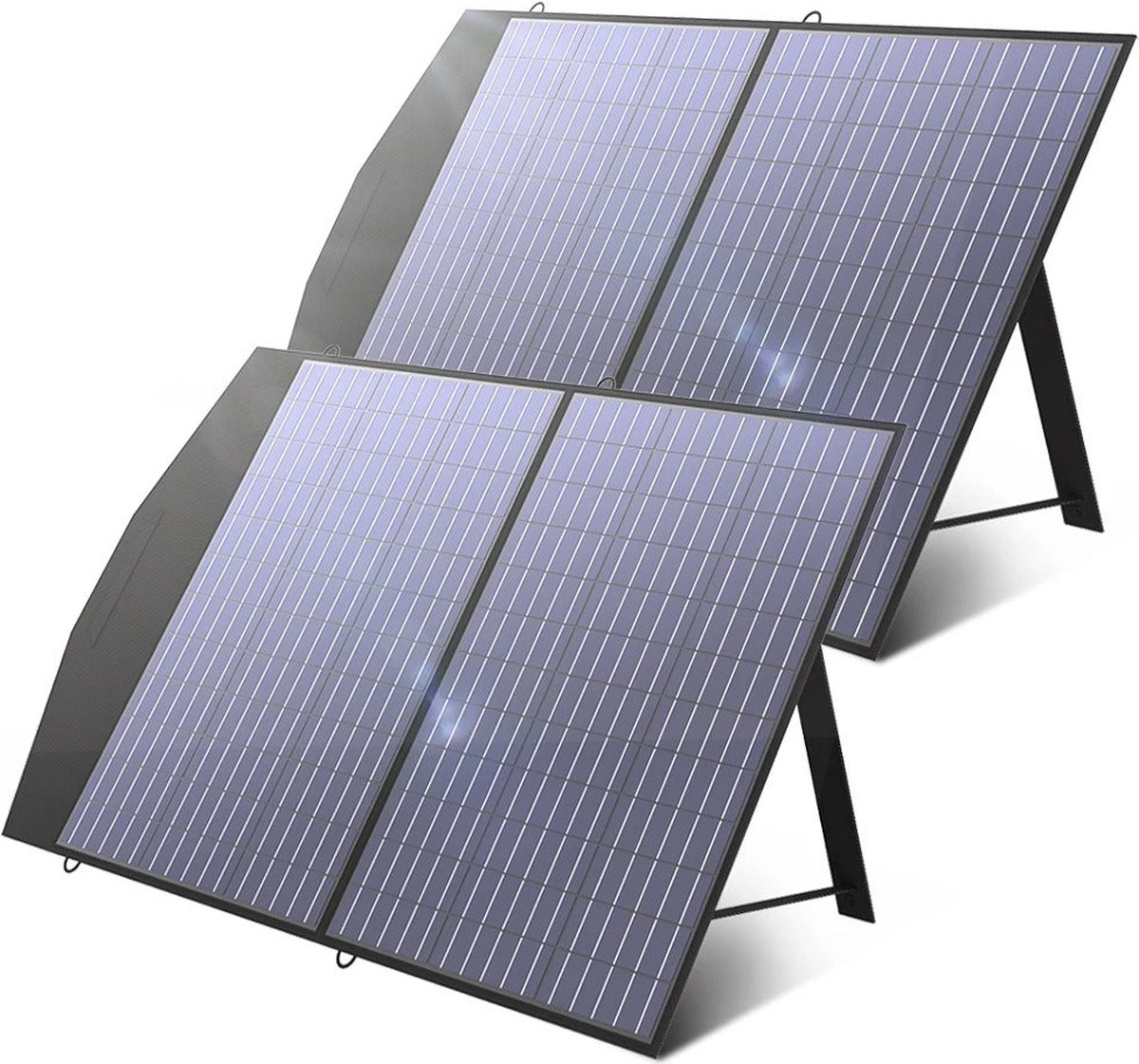 AllPowers - Zonnepaneel - Draagbaar - Waterdicht - Opvouwbaar zonnepaneel - voor Camping RV Tuin Dak - 2 x 100W - Polykristallijn Silicium - Zwart