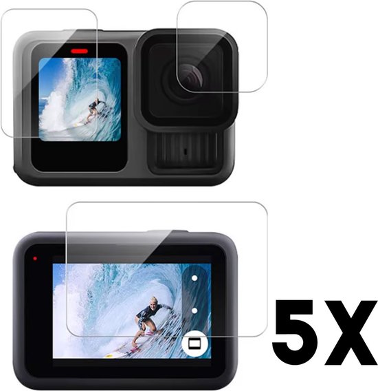 iDaPro [6Pcs Protection d'Ecran pour Gopro Hero 13 Hero13 Black [1Pcs] Couvercle de porte batterie [1Pcs] Capuchon d'objectif,Verre Trempé,Dureté 9H,Anti-rayure,Sans Bulle,Anti-empreinte