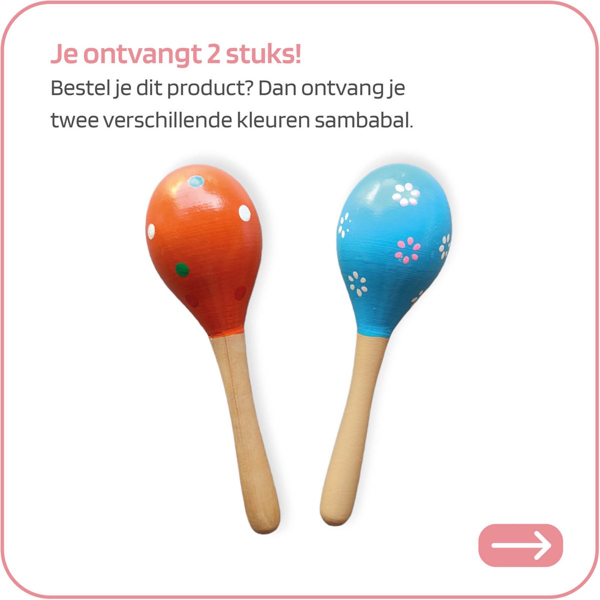 Jobber Toys Houten Sambaballen Kinderen - Ritme - 2 stuks - Assorti — afbeelding 7