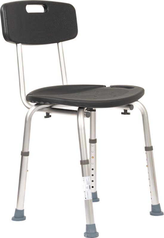 Homecare Innovation® Douchestoel met Afneembare Rugleuning – Verstelbaar Douchekrukje – Grijs