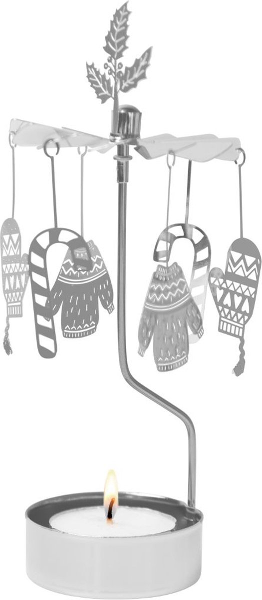 Zilveren cosy-winter rotary candle - Pluto Design