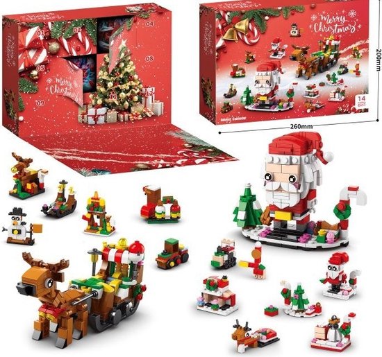 adventskalender- Kerstbouwstenen - 14 models 6 in 1 - building blocks - cadeau - geschenk - feest - feestdagen - kerstmis - kerstcadeau -