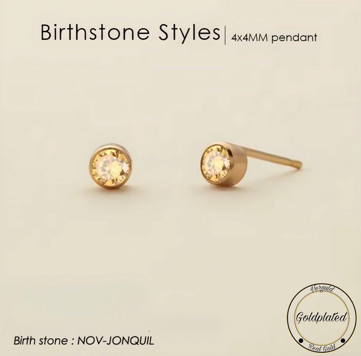 Borasi Birthstone Oorbellen November | Goldplated | Goudkleurig | Dames Sieraden |