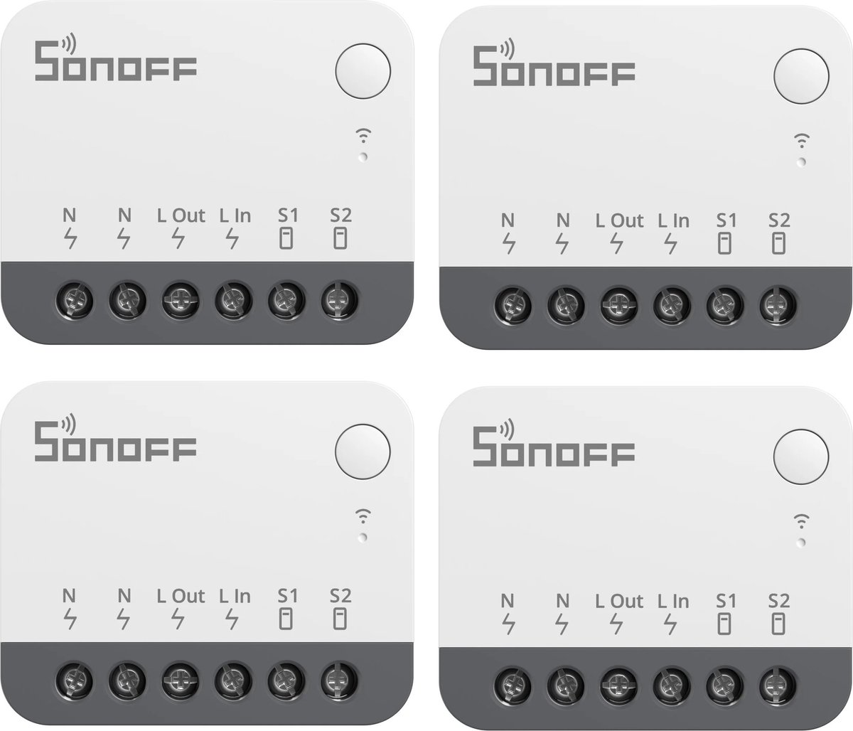 4x Sonoff ZBMINIR2 - Slimme Zigbee 3.0 Schakelaar, Compatibel met Home Assistant, Zigbee Router, Compact Design