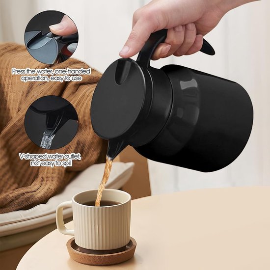 ERNESTO® RVS Thermoskan 1 L - Isoleerkan - Stevige Thermoskan Met Een Dubbele Wand