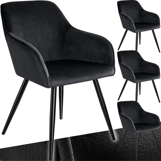 Tectake® - 6x Stoel Marilyn fluweellook - lila/zwart
