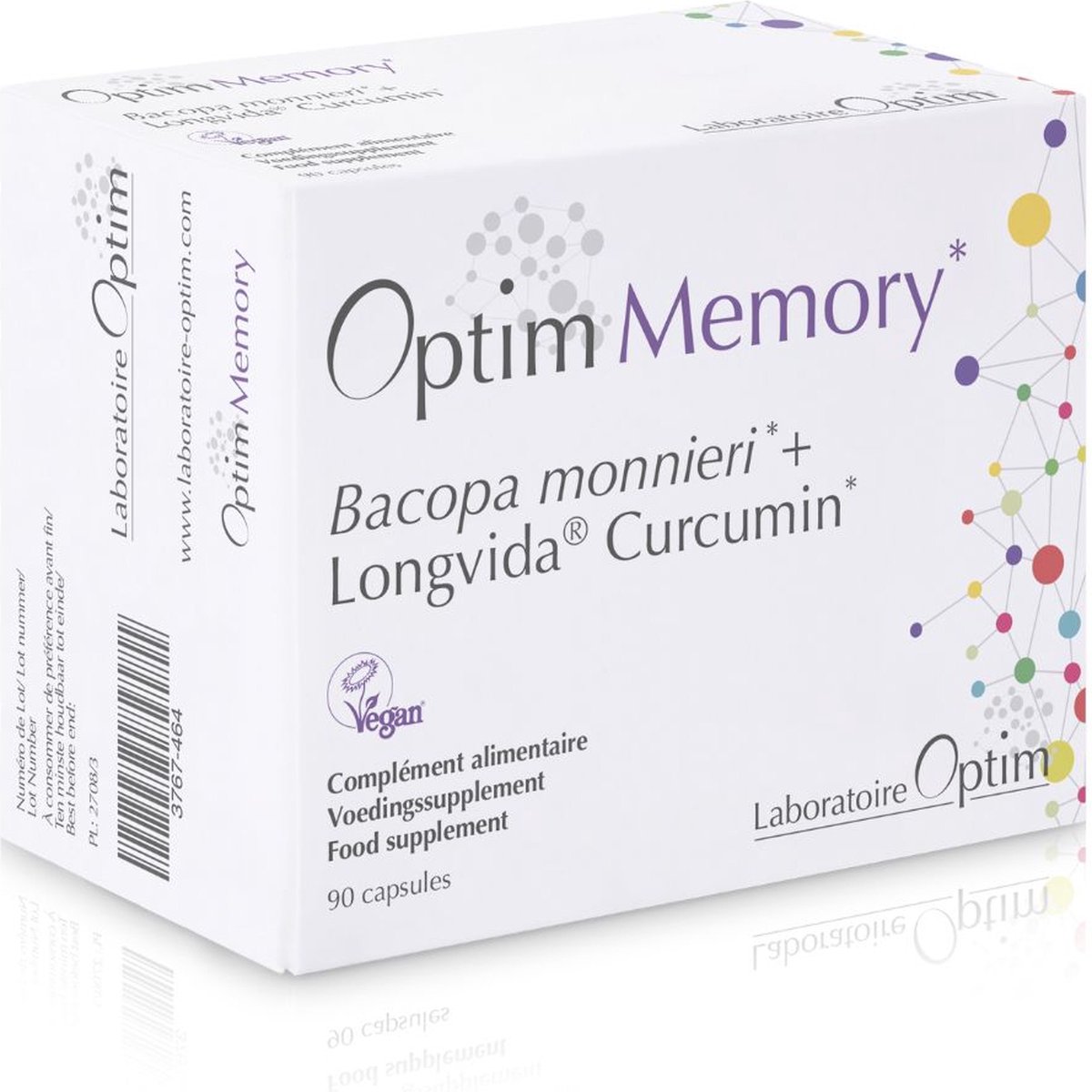 Goedkoopste Optim Memory 90 capsules - 150 mg Bacopa monnieri (Brahmi) met 400 mg Longvida curcumine SLCP - Geheugen & Concentratie capsules - Geheugen Supplement - Vegan