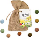 Blossombs Bloembommetjes in Jute Cadeauzakje - 8 Zaadbommetjes - Cadeau voor Bijen en Vlinders