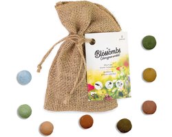 Blossombs Bloembommetjes in Jute Cadeauzakje - 8 Zaadbommetjes - Cadeau voor Bijen en Vlinders