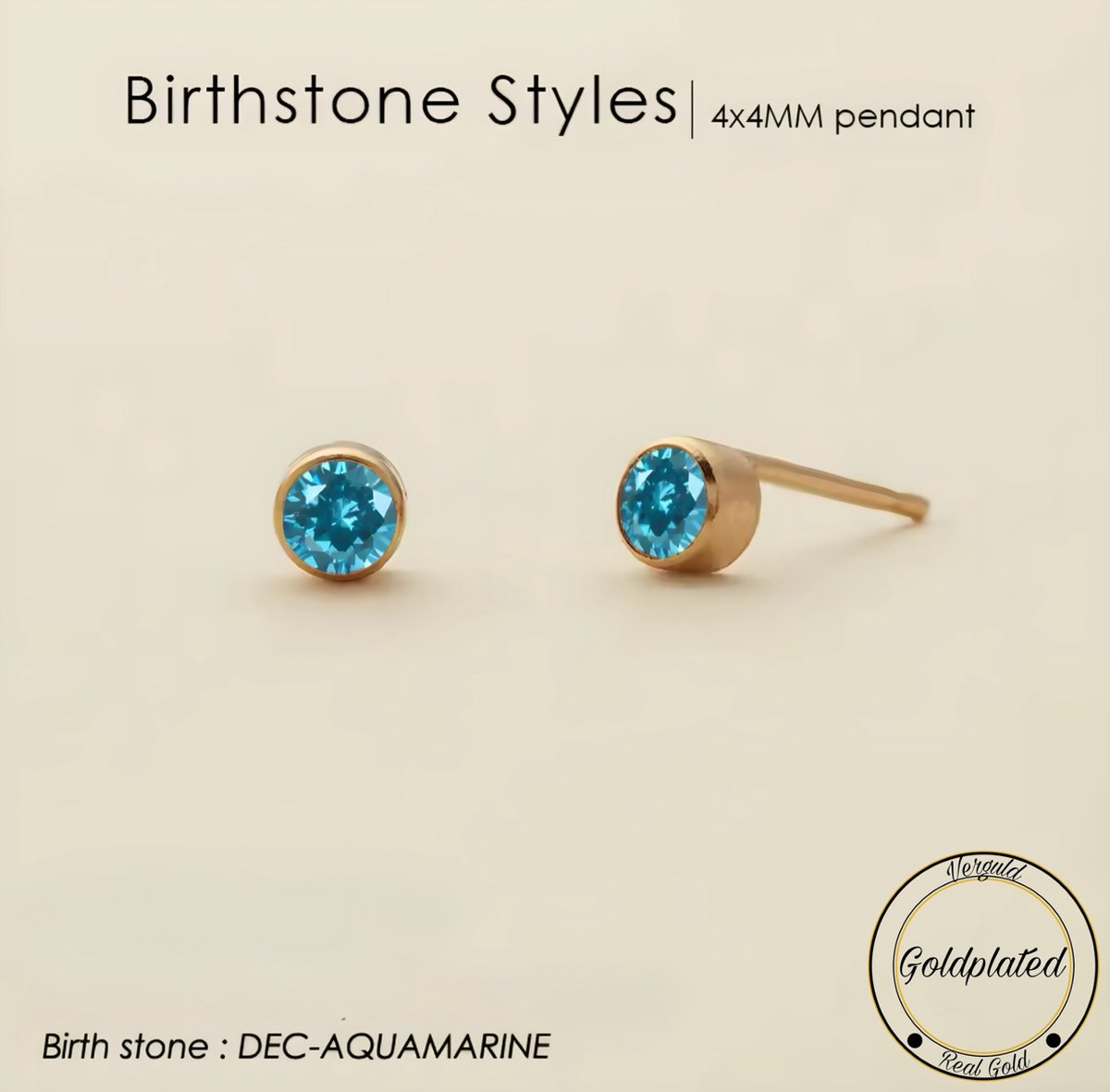 Borasi Birthstone Oorbellen December | Goldplated | Turquoise | Dames Sieraden |