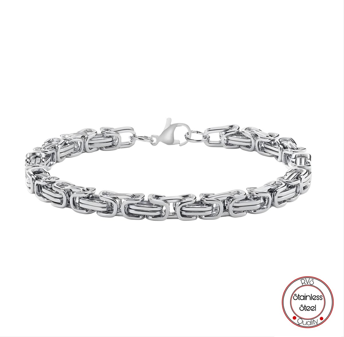 Borasi Koningsarmband Zilverkleurig | Roestvrij staal | 21cm | Unisex Armband | Heren Armband | Heren Sieraden |
