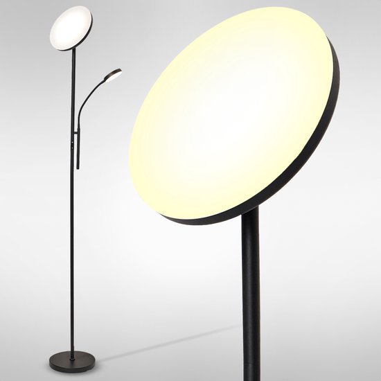 Auronic Vloerlamp - Staande Lamp Industrieel - 181cm - LED - Dimbaar en Kantelbaar - Geschikt voor Woonkamer - Zwart