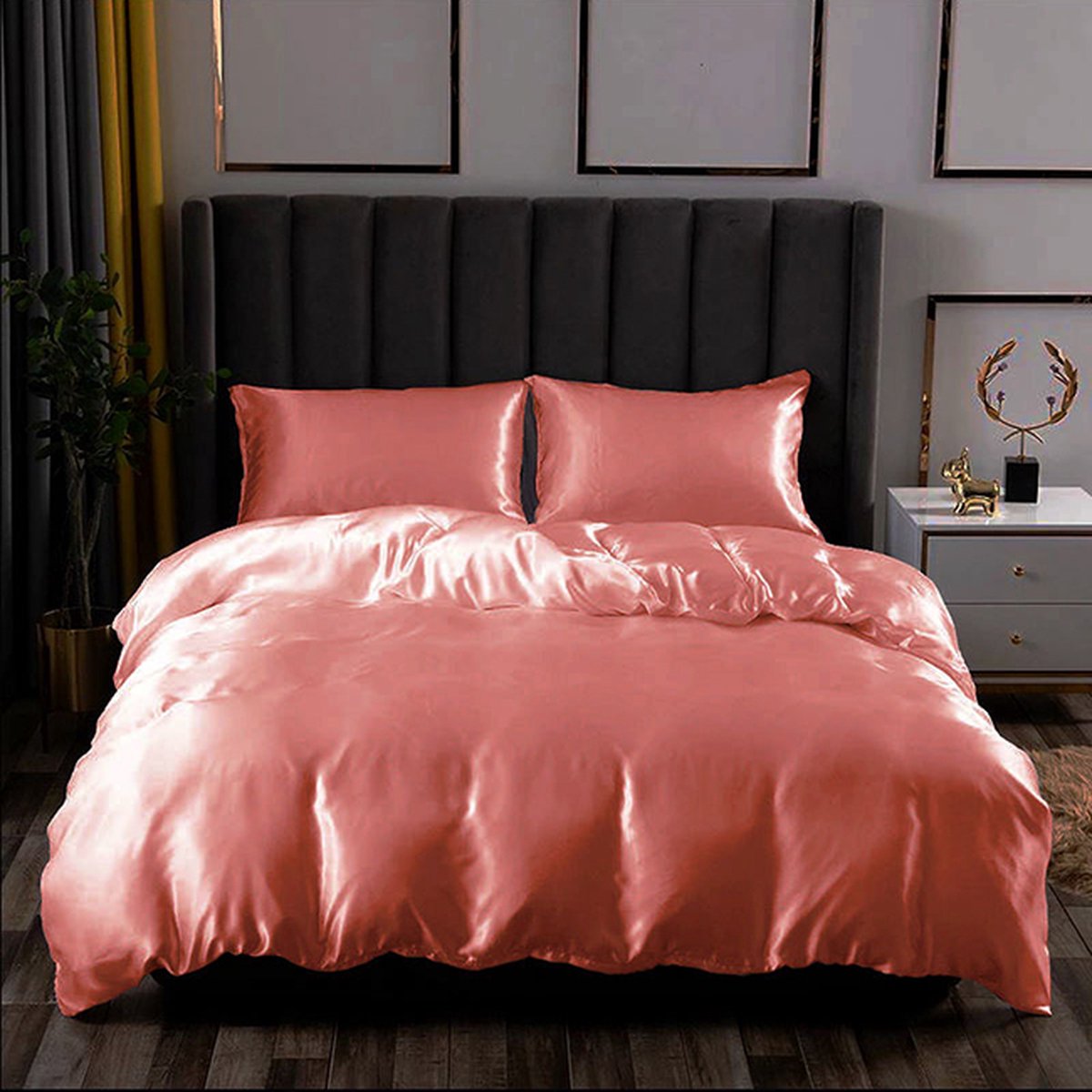 Glanzend Satijnen Dekbedovertrek Beauty Silk Oude Roze-2-persoons (200 x 200/220 cm)