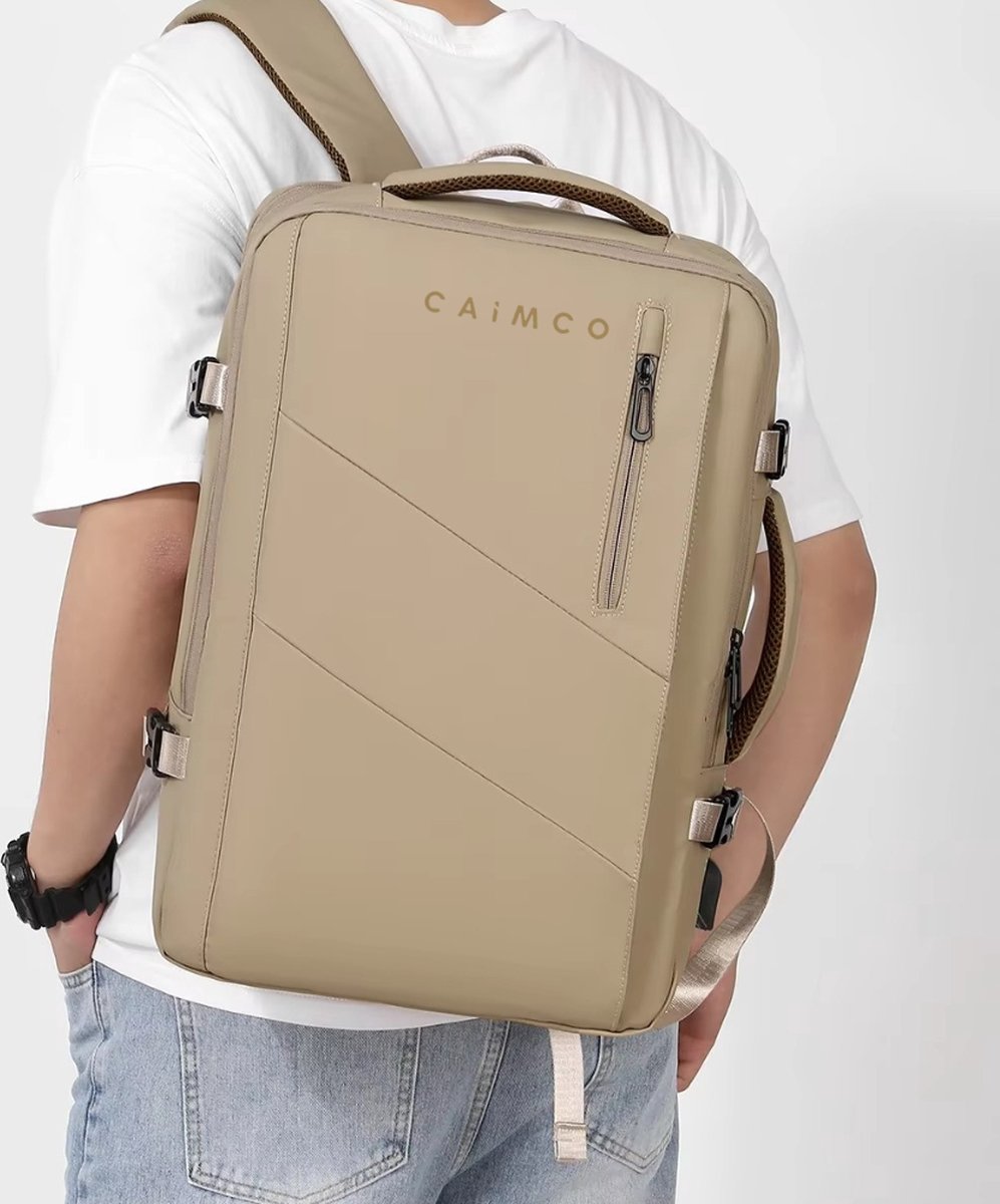 Caimco Nexus Rugzak met USB Oplaadpoort & Laptopvak – Uitbreidbare Waterafstotende Backpack – 15.6 inch Laptop Rugtas voor School, Werk & Reizen – Roze – foto 4