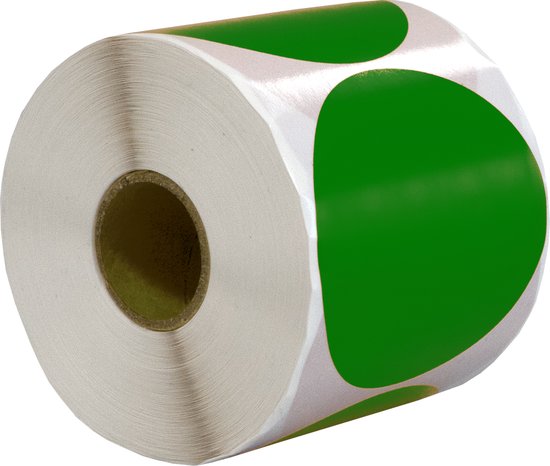 Étiquettes DULA rondes - Vert - 65 mm - 500 Autocollants op rol - Sceau d'étanchéité - Points de marquage - Autocollants ronds Blanco op rol