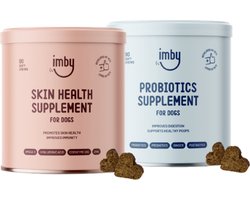 Huid & Vacht + Probiotica - 2 potten - hondensupplementen hypoallergeen - verhoogt immuniteit - verbeter spijsvertering - 100% natuurlijke ingrediënten