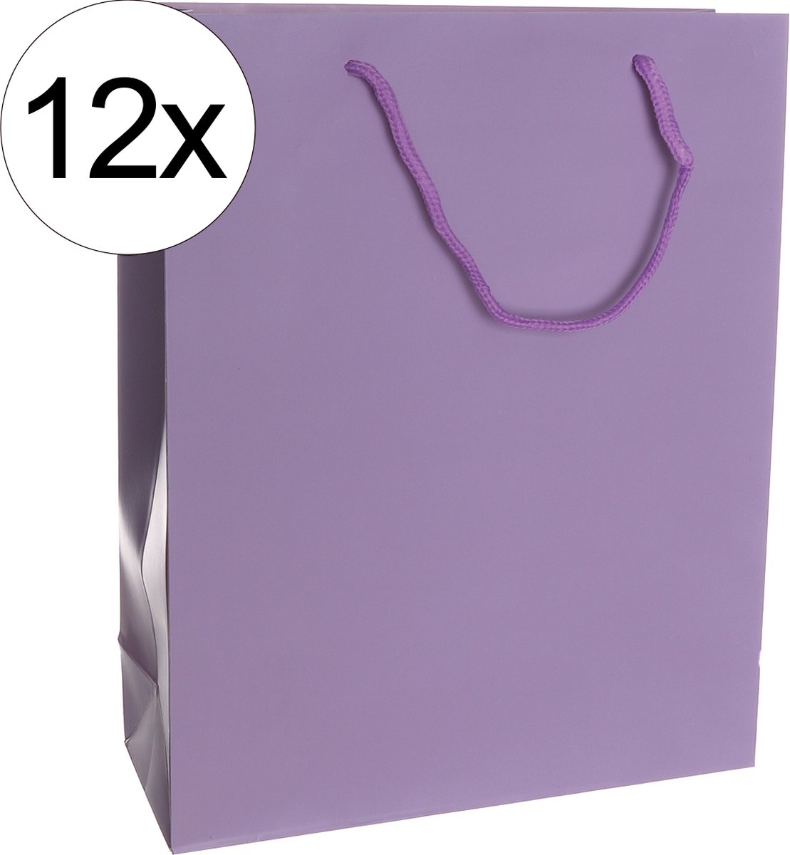 12st. stevige draagtassen papier (26x32x10)cm zak cadeautasje gift bag verpakking gedraaid koord greep