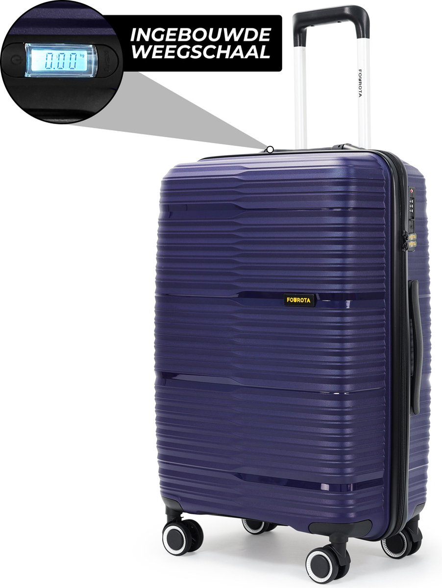 Fourota Middelgrote Koffer met Weegschaal – Voorkom Overbagage – TSA Slot – Lichtgewicht – 360° Wielen – 24 inch – Navy