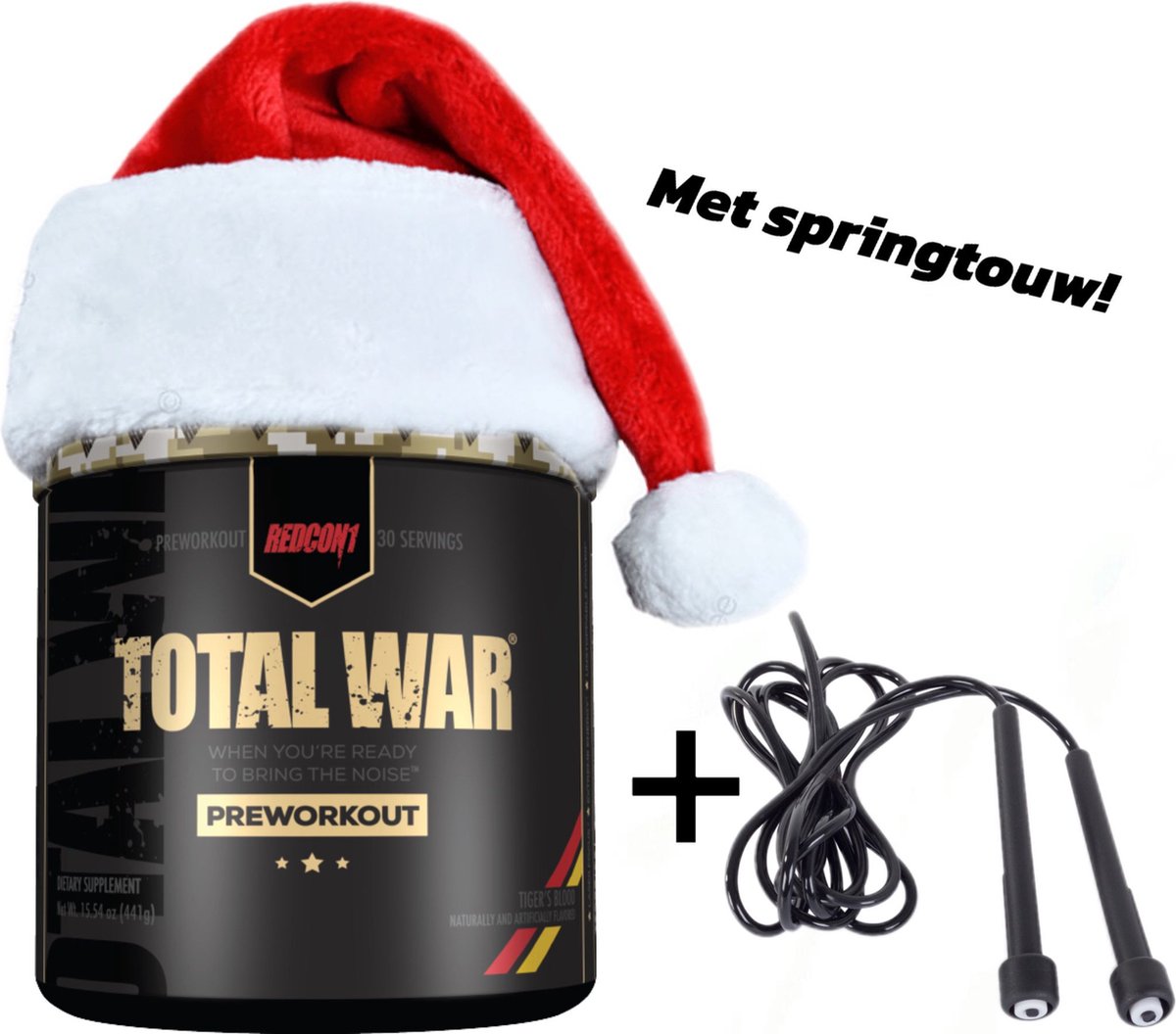 Goedkoopste Redcon1 Total War Preworkout- 30 Serving- Tigers Blood- met springtouw!