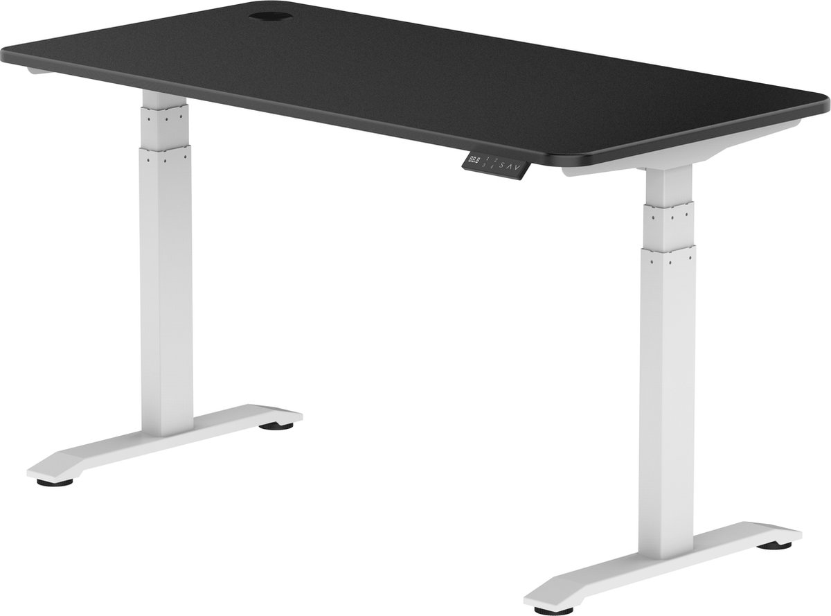 Elektrisch Verstelbaar Zit-Sta Bureau | Ergonomisch, Stijlvol en Kwalitatief | 160x70 cm Wit - Intens Zwart | NPR Hoogte 65 - 130 cm