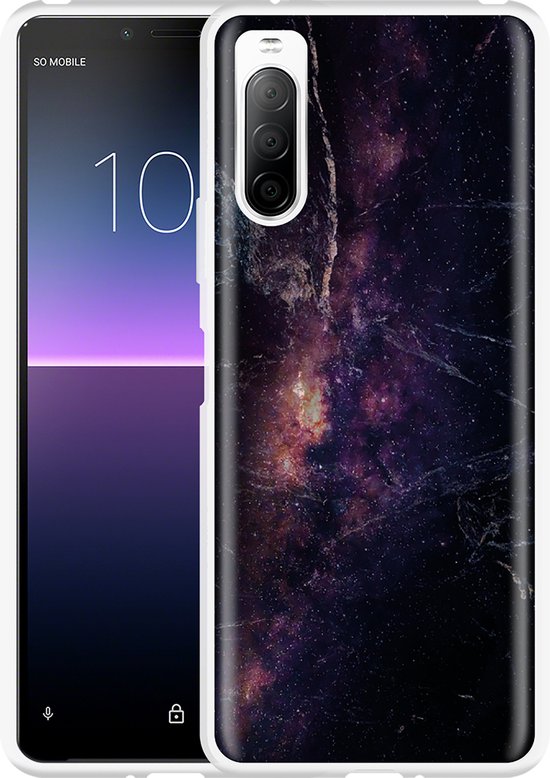 EASSGU Custodia Per Sony Xperia 10 II In TPU Sfumato – Morbida, Antigraffio E Trasparente Con Effetto Sfumato (Nero E Oro) - 2