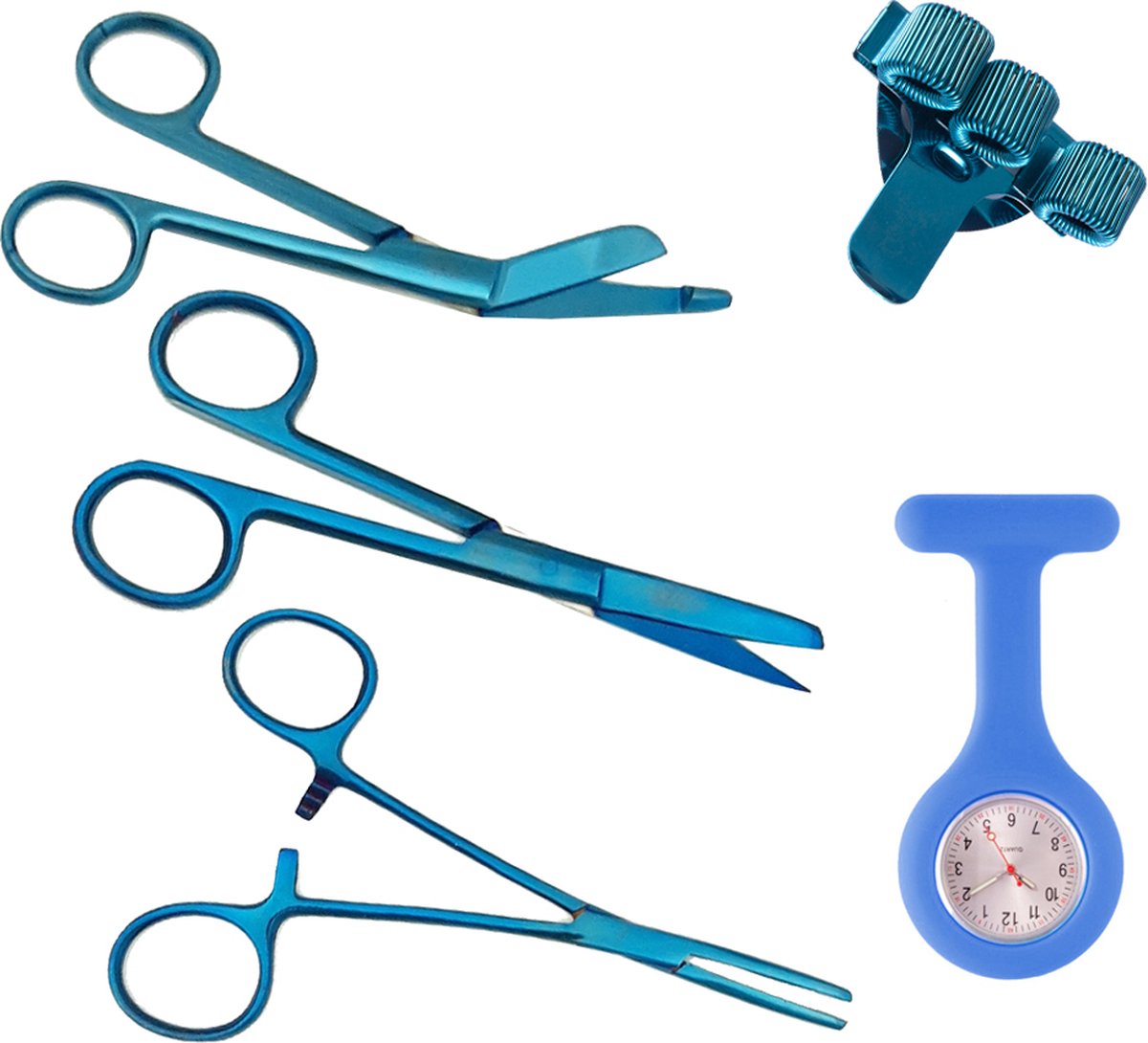 Goedkoopste Hospitrix Verpleegkundige Set Blauw | Scharenset Verpleegkundige | Verpleegster Horloge - Zusterhorloge | Pennenhouder | Accessoires | MDR Gecertificeerd | Verpleegkundige Cadeau - Verpleegkundige Horloge - Zusterhorloge