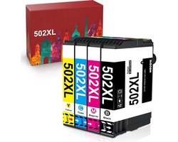 4-pack | Huismerk inktcartridges voor Epson 502XL, Epson 502 multipack van 4 kleuren (Epson 502xl zwart, Epson 502xl C/M/Y *1) voor Epson Expression Home XP-5105 XP-5100 Workforce WF-2860DWF WF-2865DWF XP5105 WF-2860