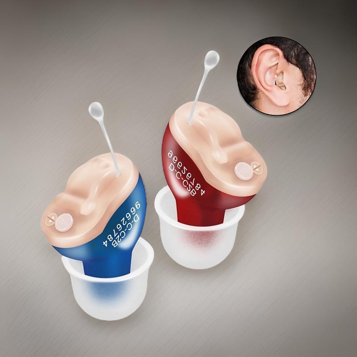 Goedkoopste TechU™ 2 Stuks Mini Hoortoestellen – IHO In Het Oor – Helder Geluid – Comfortabel & Lichtgewicht – Werkt op Batterij – Blauw & Rood