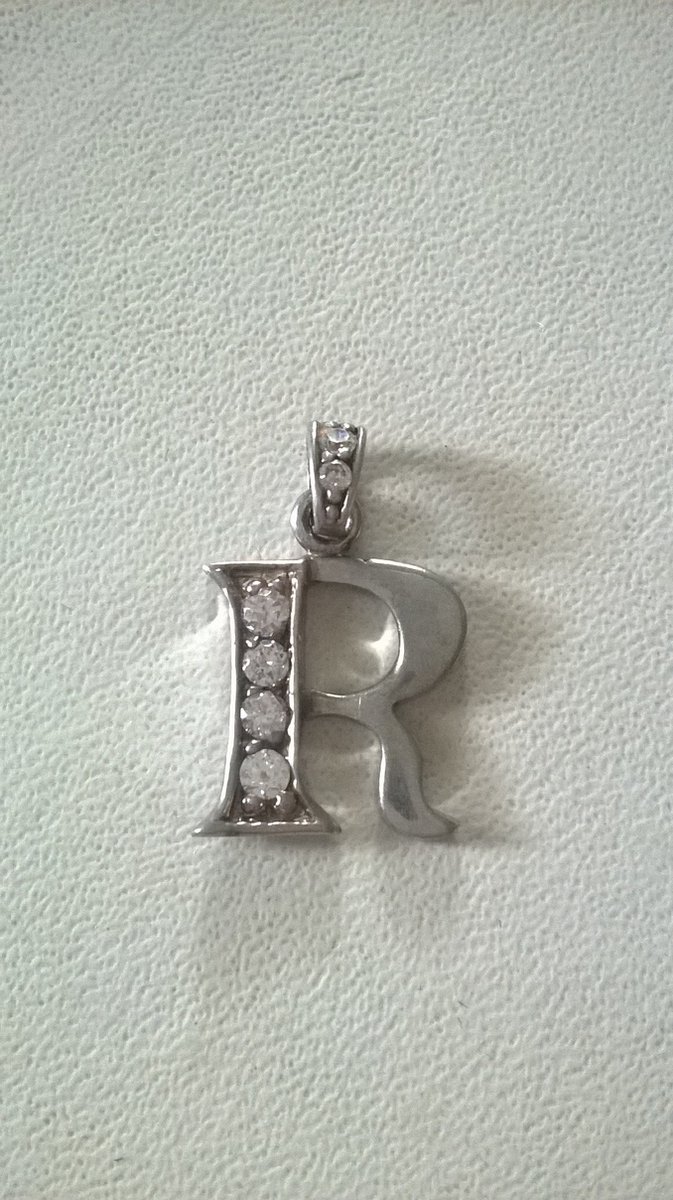 Gemstones-silver letterhanger R 925-sterling zilver met zirkonia